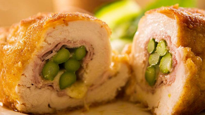 Chicken asparagus with smoked ham and cheese
