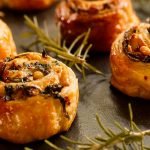 Puff pastry Pin wheels with Pine nuts, Feta Cheese and Spinach