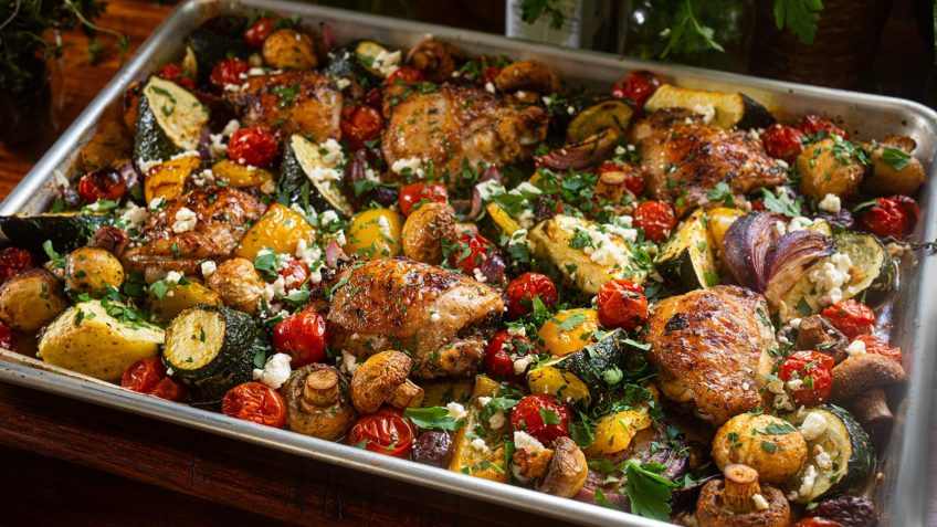 Quick & Easy Sheet Pan Chicken Mediterranean Style