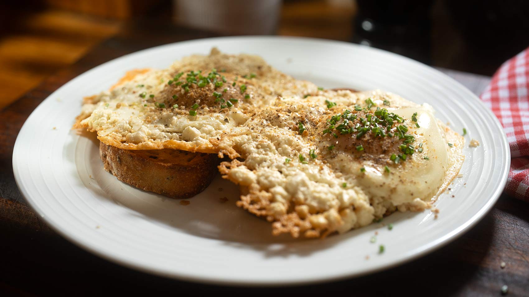 Crispy Feta Fried Eggs on Toast